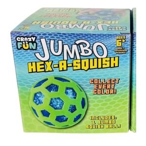 Crazy Fun Jumbo Hex-A-Squish Sensory Fidget Ball Green Blue Glitter Squish Toy